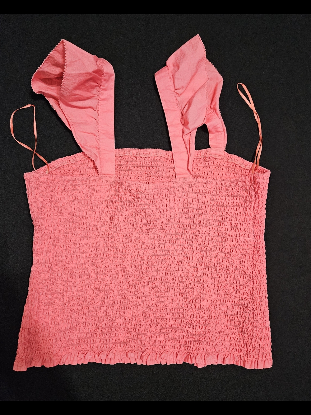 Old Navy Coral Pink Smocked Ruffle Strap Tank Top - Picture 2 of 3